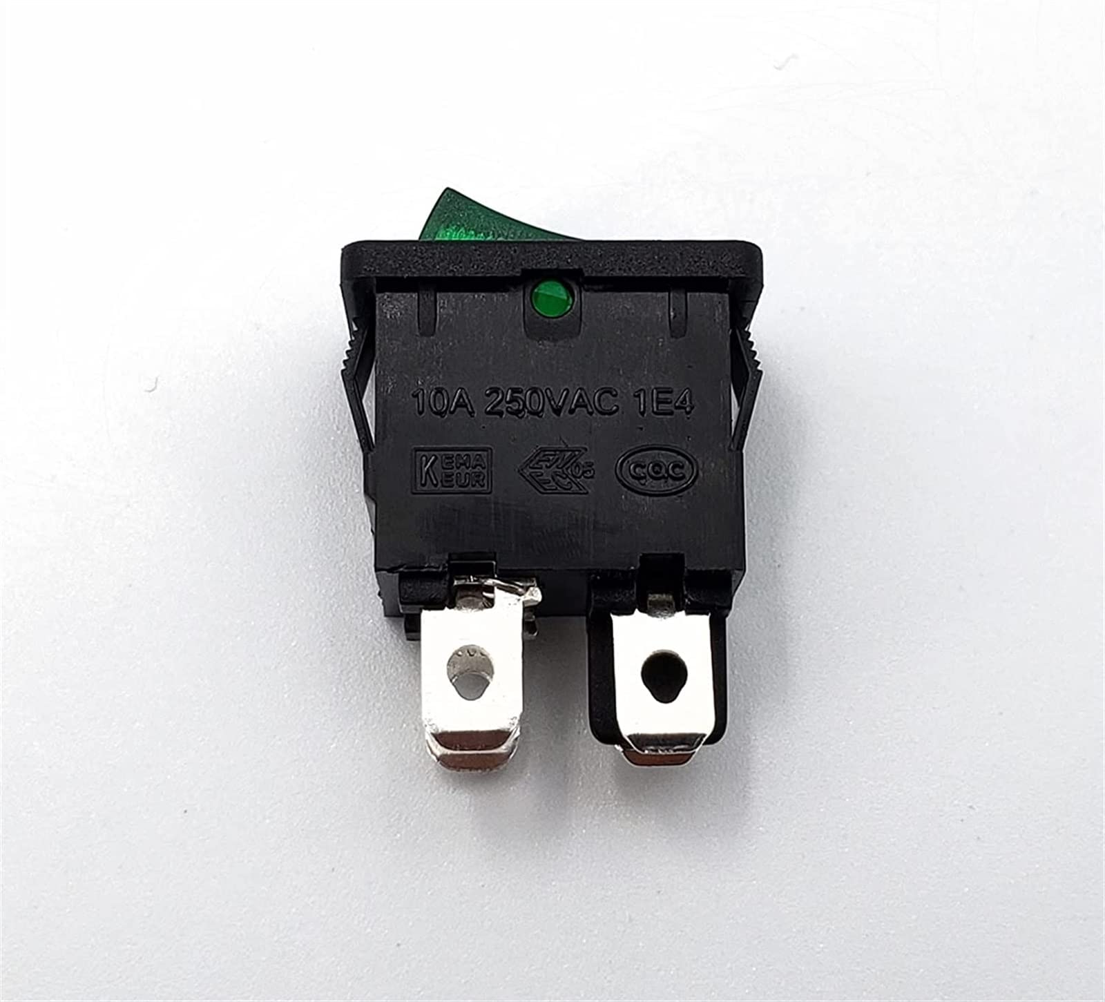Interruptor basculante 5 uds 15x21mm MR-6B Serie 220VAC con lámpara ON-Off 4 Pines DPST Mini Interruptor basculante 12A 125VAC(5pcs Green)