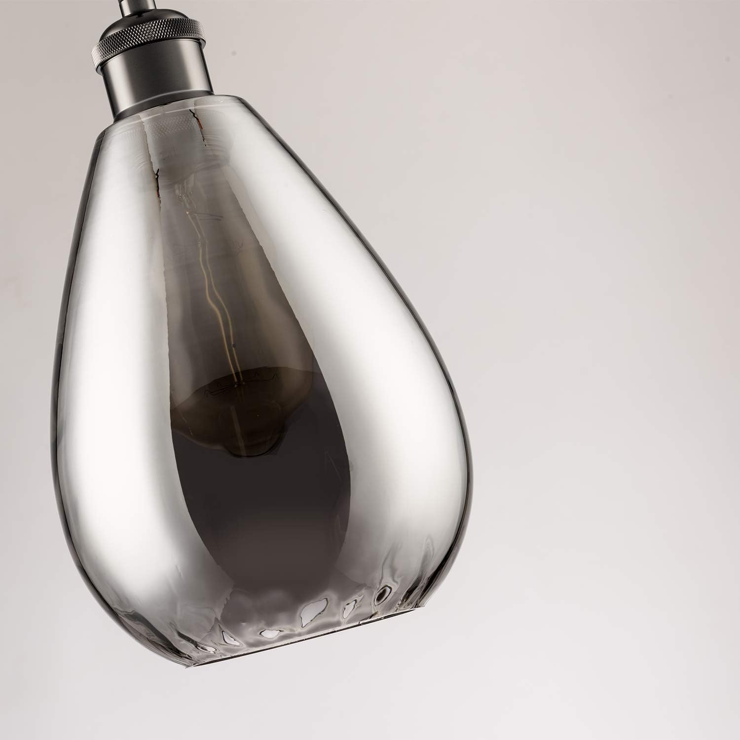 3 Packs Industrial Glass Pendant Lights for Kitchen Island, Modern Teardrop Chrome Mirror Effect Lighting Fixture Edison Hanging Light for Farmhouse Bar Area Over Sink Dining Room (Bulb Not Included)