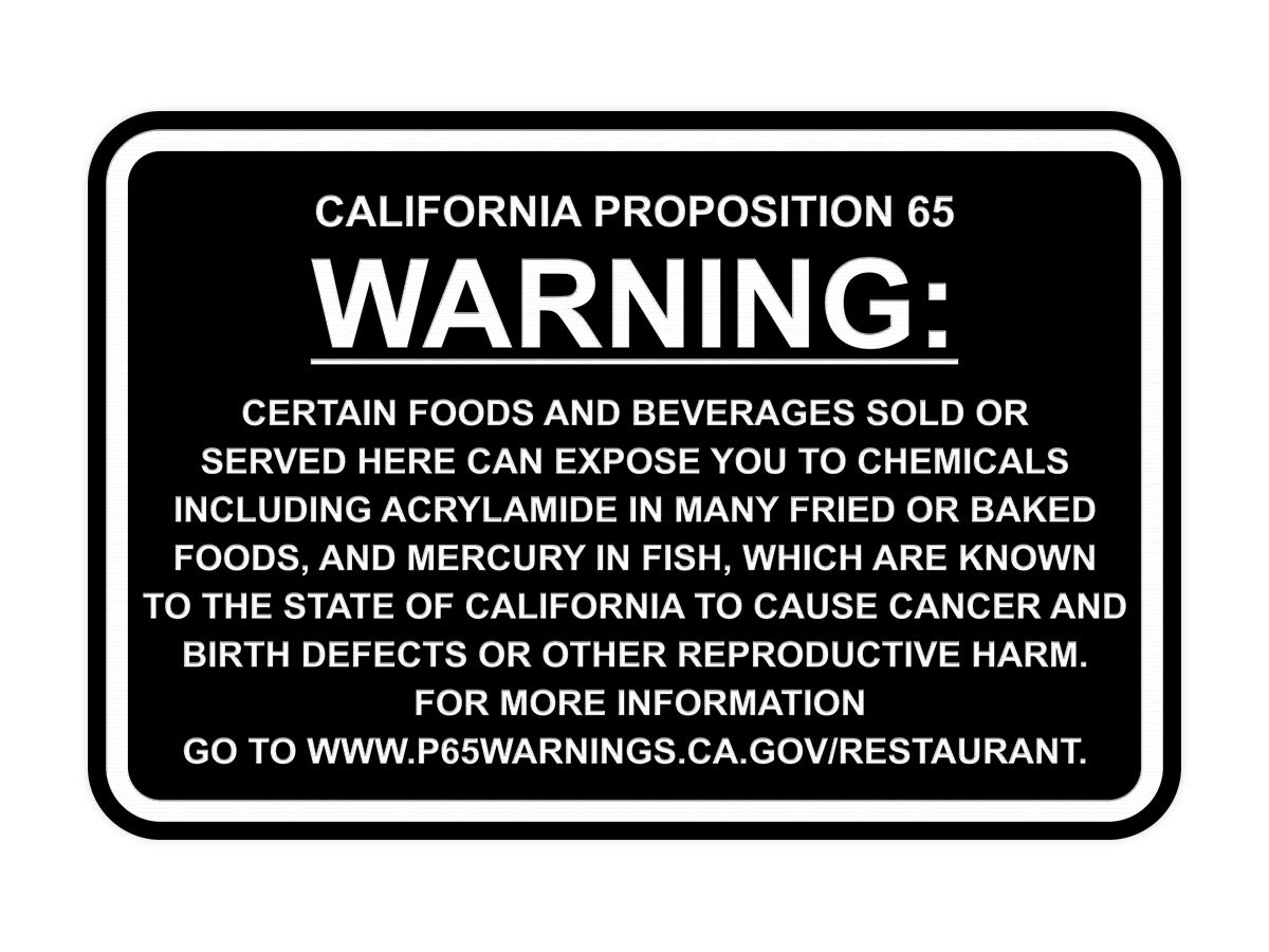 Signs ByLITA Classic Framed California Proposition 65 Sign Restaurant (Black) - Medium