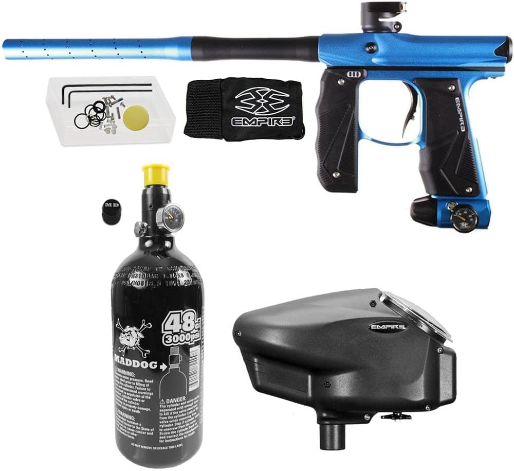 Maddog Empire Mini GS Electronic Full Auto Paintball Gun Marker w/ 48/3000 HPA Paintball Tank & Empire Halo Too Electronic Paintball Loader Starter Package