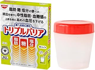 Amazon | 【シェーカー付き】日清食品 トリプルバリア オオバコ サイリウム 青りんご味 1箱 5本入 脂肪 糖 塩分 中性脂肪 血糖値 血圧 食物繊維 機能性表示食品 お試し | トリプルバリア | オオバコ