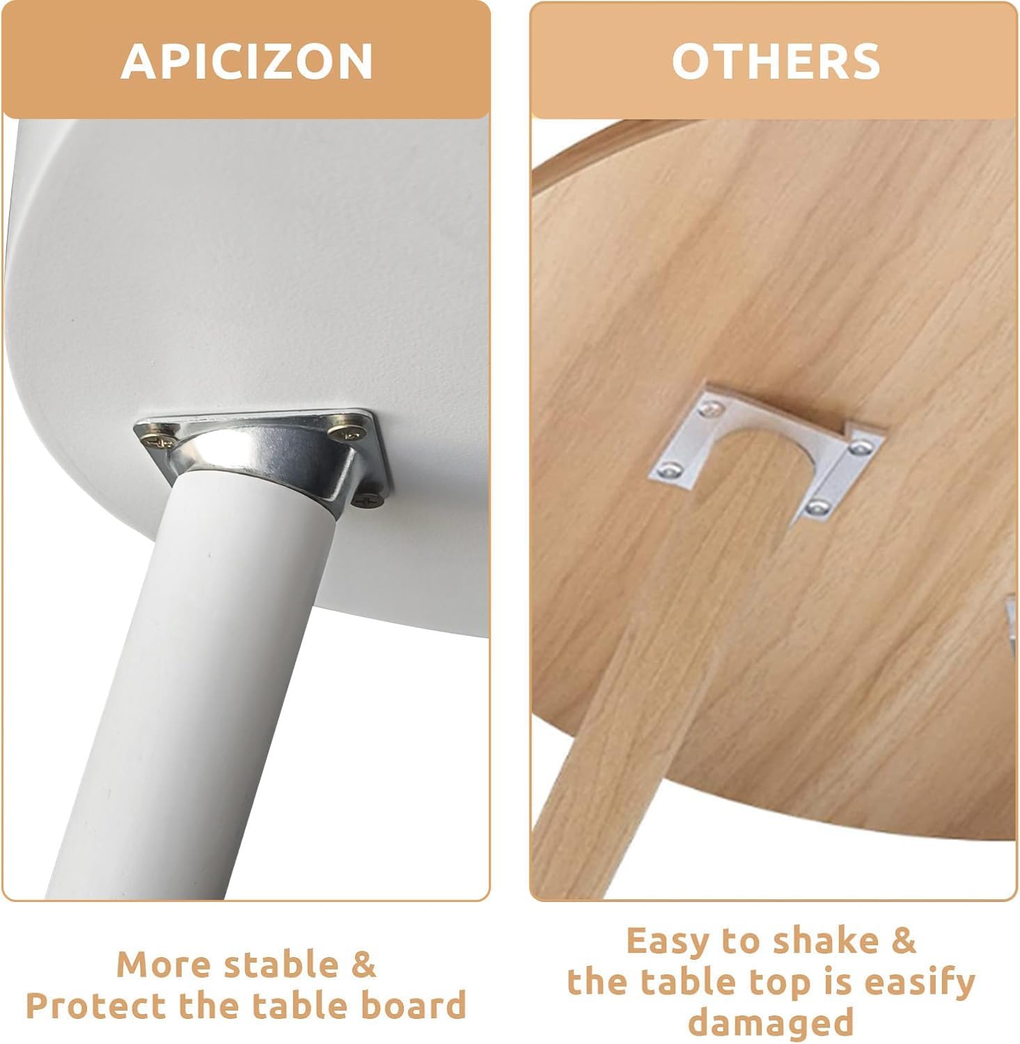 Apicizon Round White Side Table, Tray Nightstand Coffee End Table for Living Room, Bedroom, Small Spaces, Easy Assembly Bedside Table, 15 x 18 Inches - Image 8