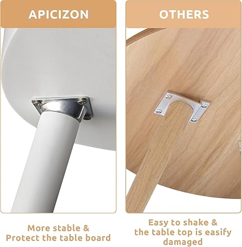 Miniatura 20 de Apicizon Mesa auxiliar redonda, mesa auxiliar blanca para sala de estar, dormitorio, espacios pequeños, mesa de noche de fácil montaje, 15 x 18