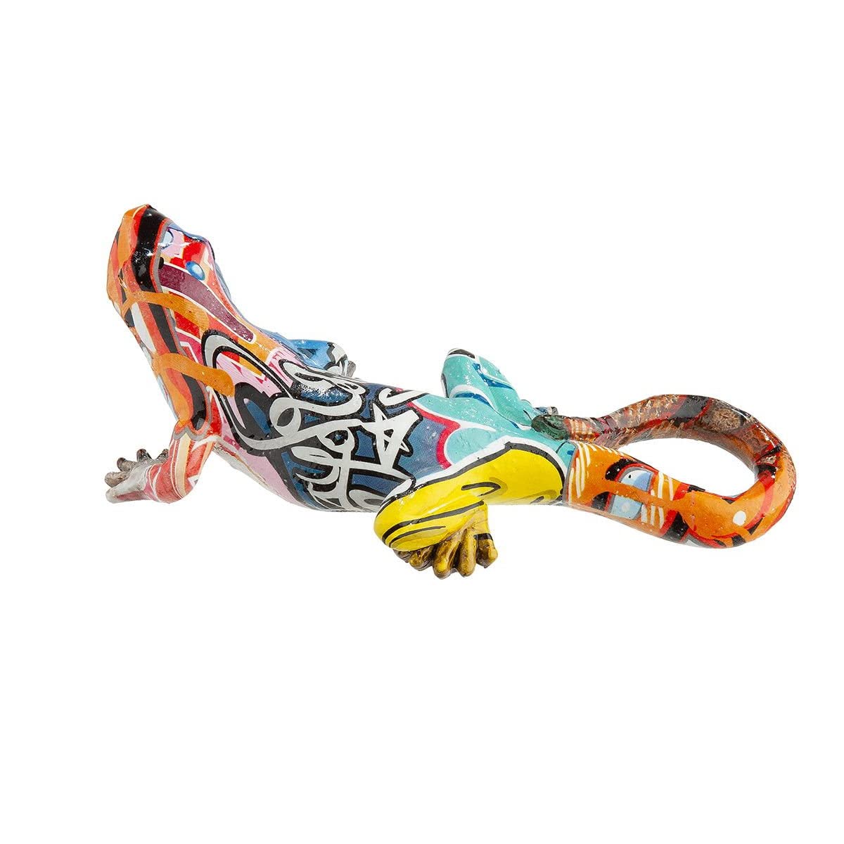 Street Art Gecko-Dekofiguren Set – 2-teilig, Je 5x19x8 Cm, Aus Kunstharz, Bunt Bedruckt
