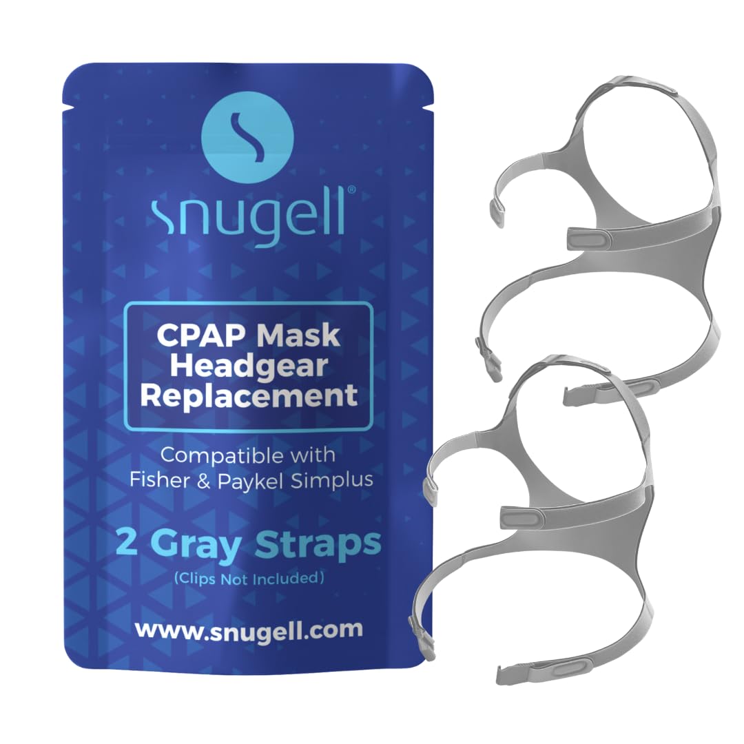 SnugellCPAP Headgear Replacement Straps for Fisher & Paykel Simplus CPAP Mask –2-Pack Gray Straps – Premium Durable Nylon Material for Comfortable, Secure Fit – Ideal Replacement – Clips Not Included