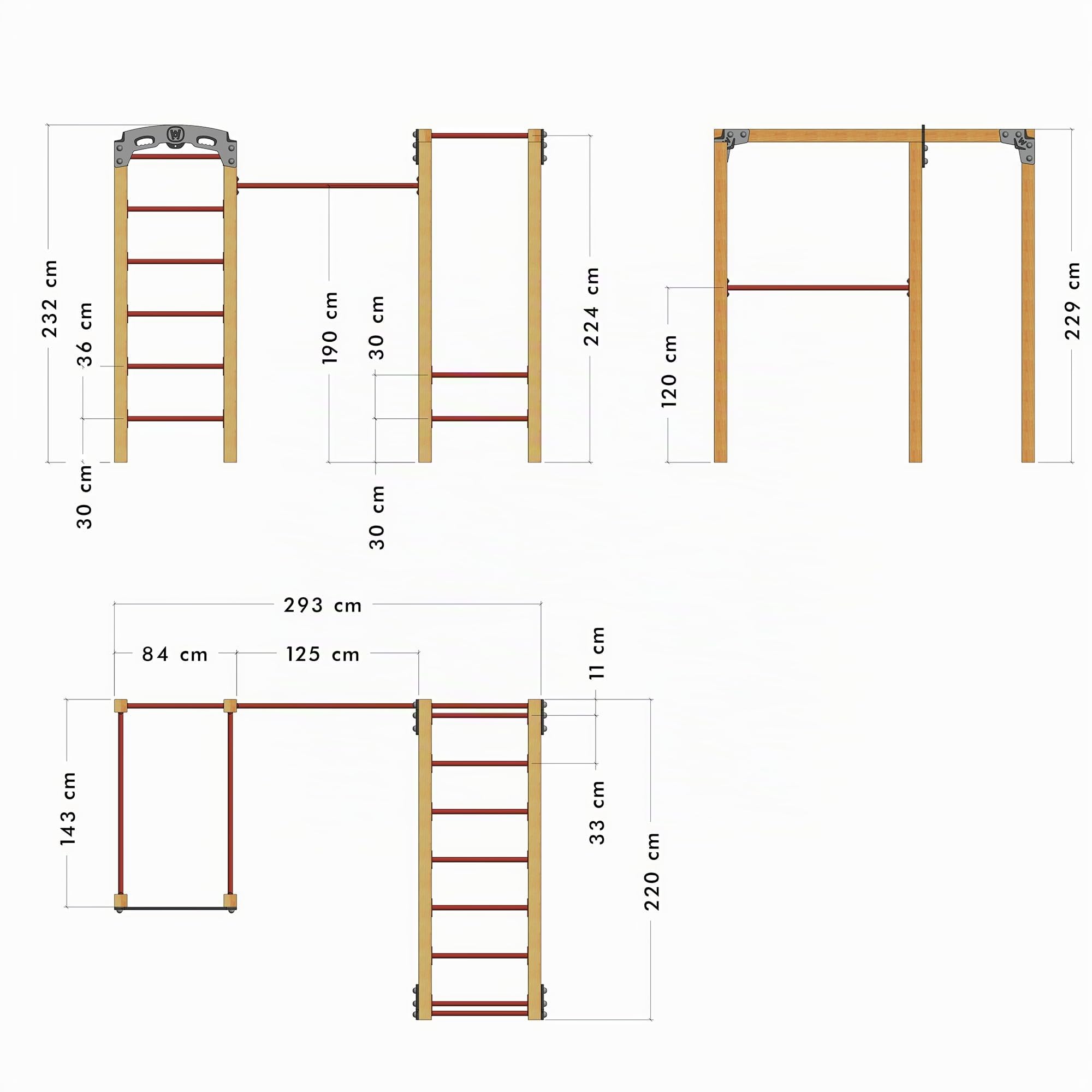 Wickey Fitnessgerät - Fit Base 805 - Outdoor Fitnessstudio, Gym für Zuhause, Klettern und Sport für Jugendliche und Erwachsene im Garten mit Klimmzugstange