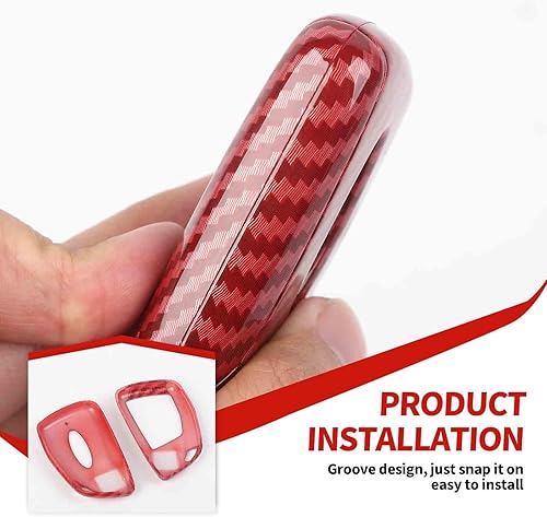 Miniatura 3 de Funda para llavero compatible con Chevrolet SilveradoSuburban 2022 2023, fibra de carbono roja