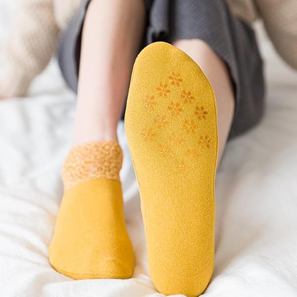 Fashion Lace Warmer Socks,women Fall Winter Ruffle Soft Warmer Socks with Lace Frilly Trim, Non Slip Short Ankle - 3