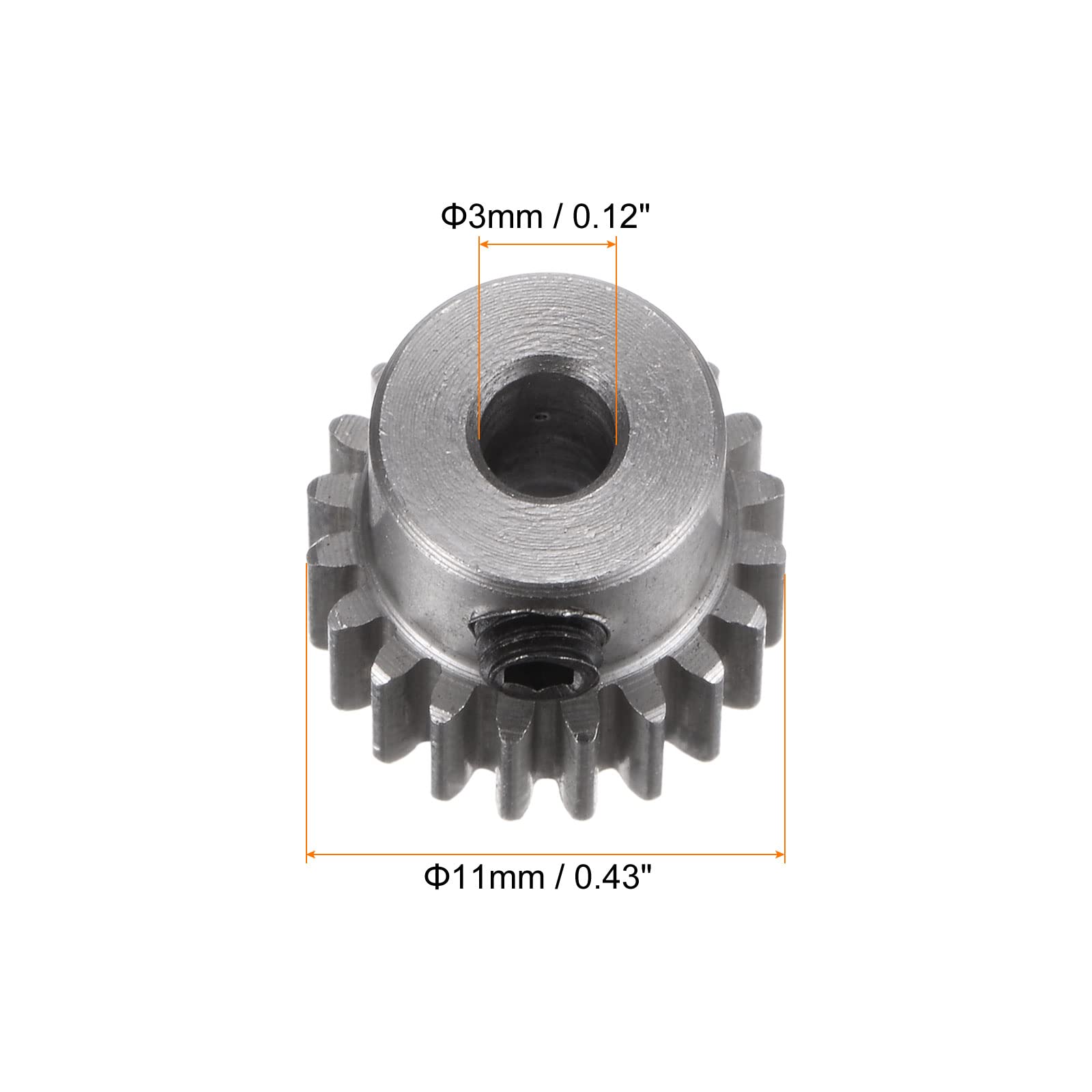 HARFINGTON Piñón engranaje 3mm abertura interior 20T 0.5 módulo acero inoxidable espolón diff motor diferencial engranaje RC piezas de repuesto