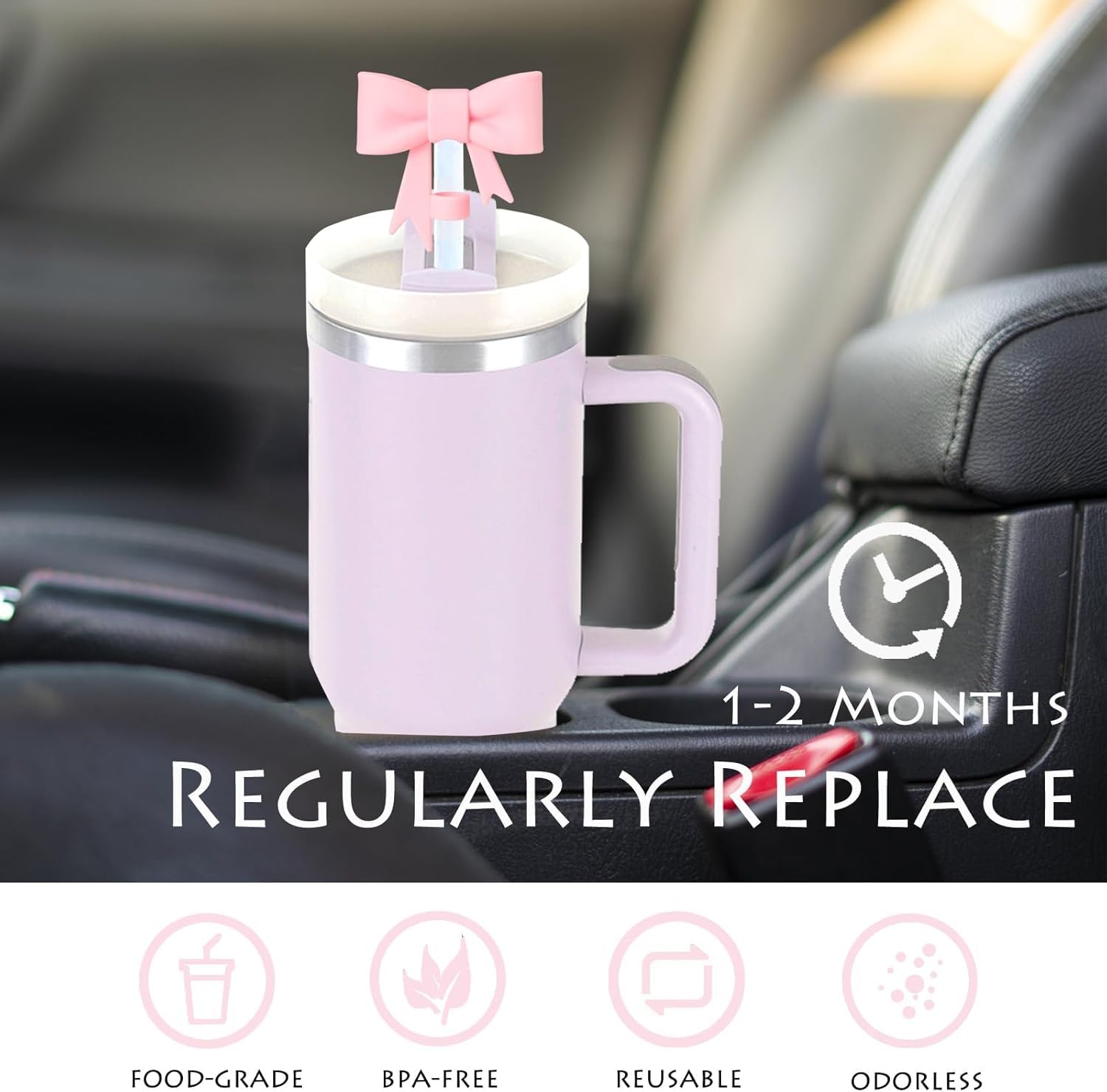 Cute Silicone Straw Covers - Bow Design -4