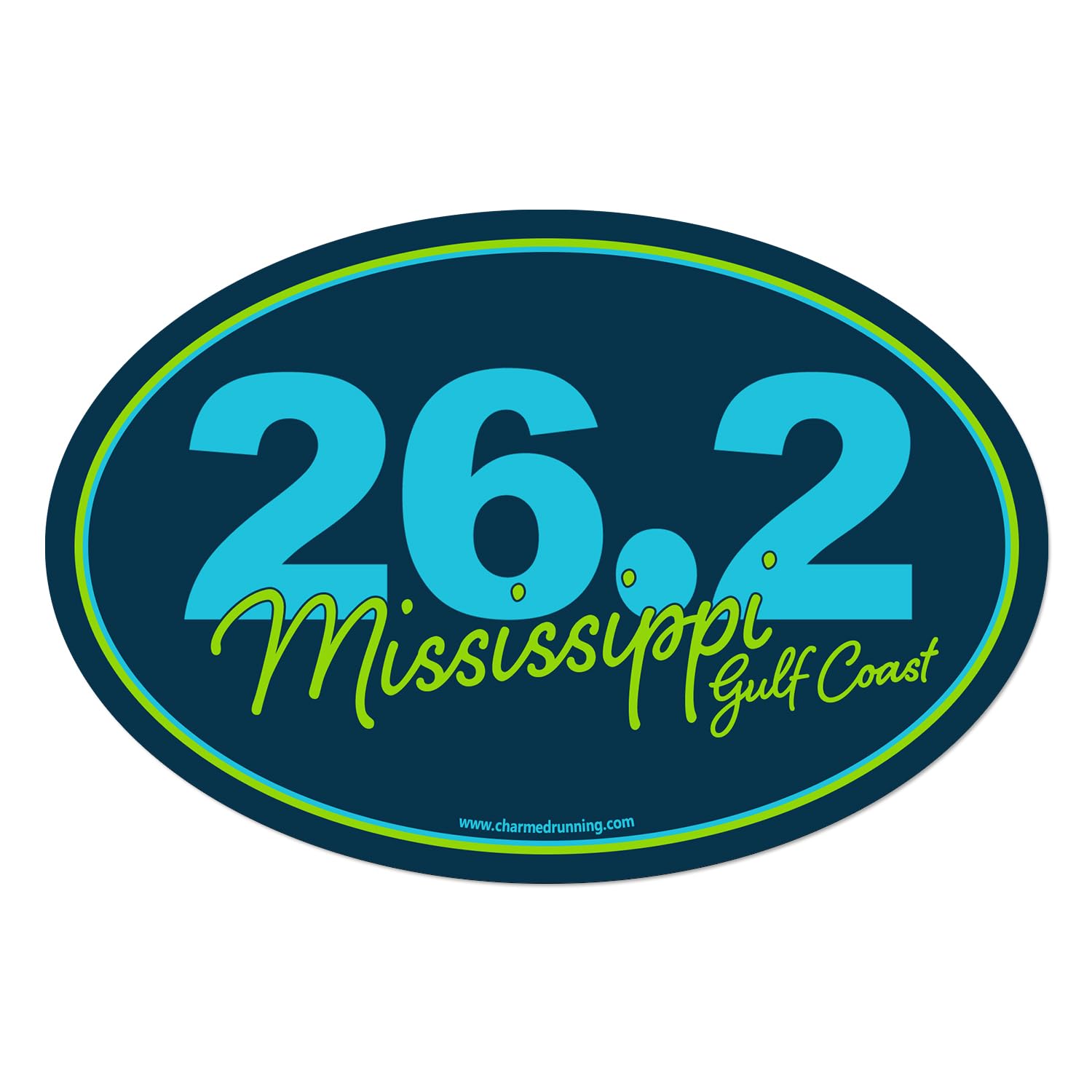 Brand Mississippi Gulf Coast Marathon 26.2 Script Car Magnet