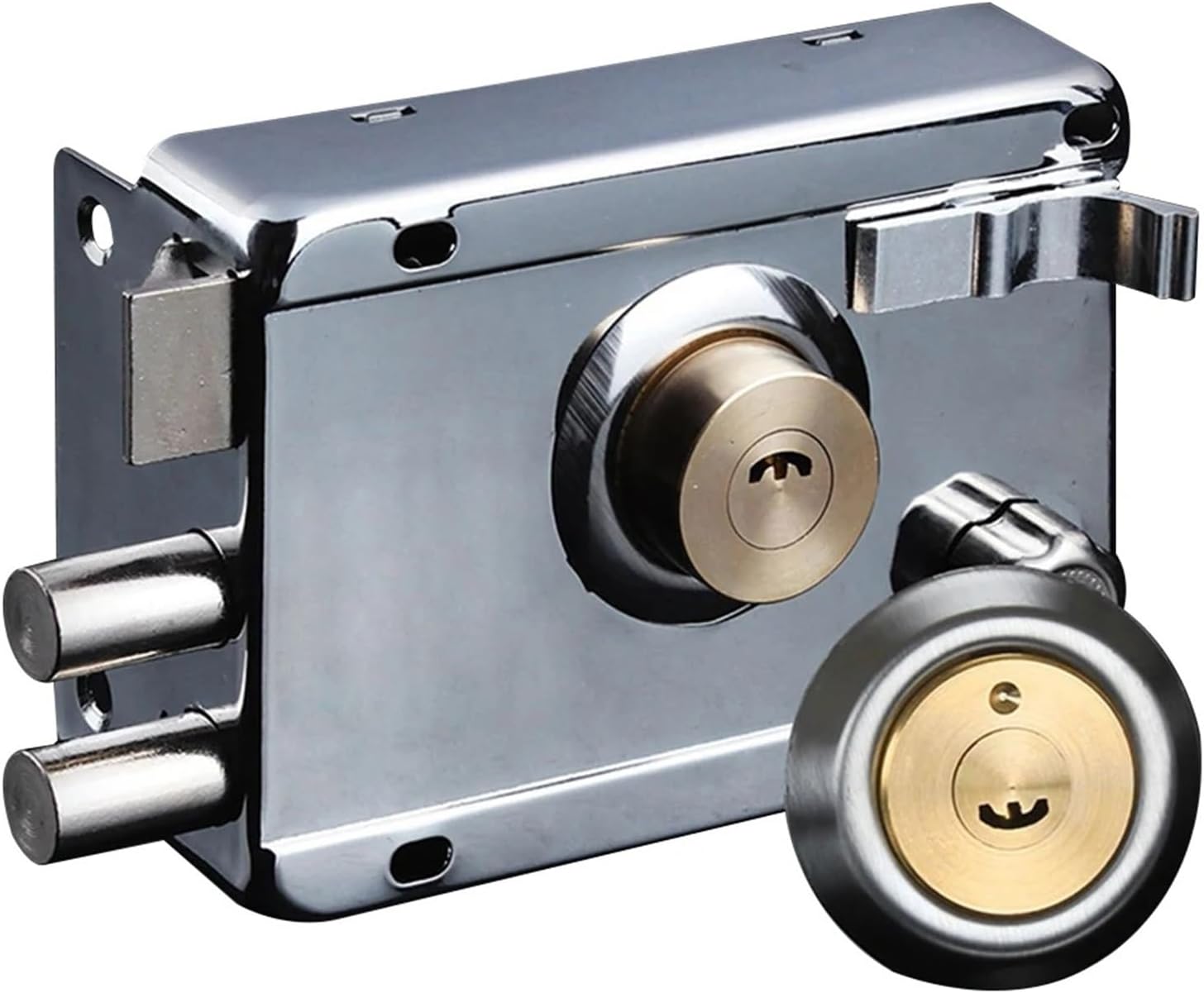 Exterior Iron Door Locks Security Anti-Theft Lock Multiple Insurance Wood Gate Hardware Household Indoor Dormitory(Left Open)