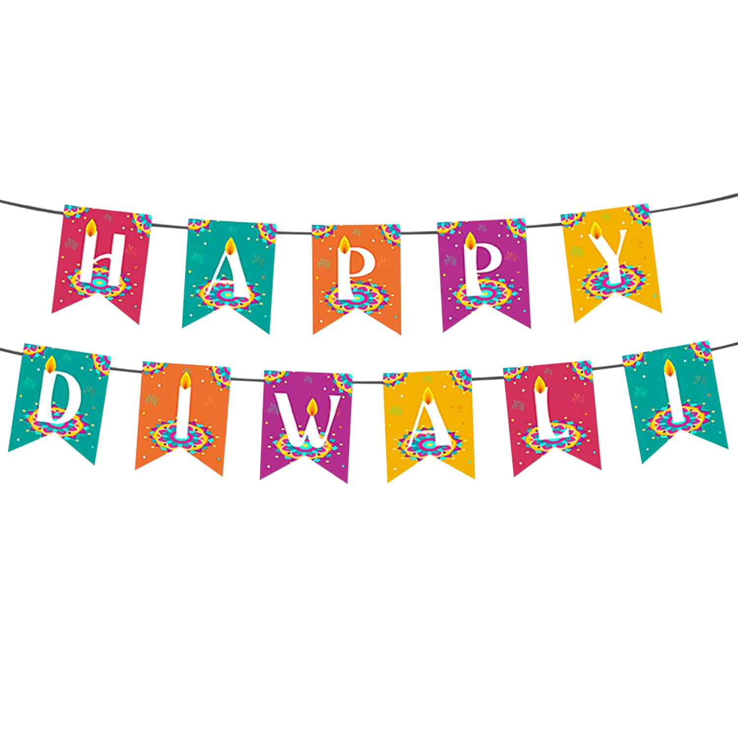 NAUZE Happy Diwali Banner Multicolor House Diwali Bunting Hanging Decorations Indoor Outdoor House Party Backdrop for Hindu Greeting Party Supplies Photo Props