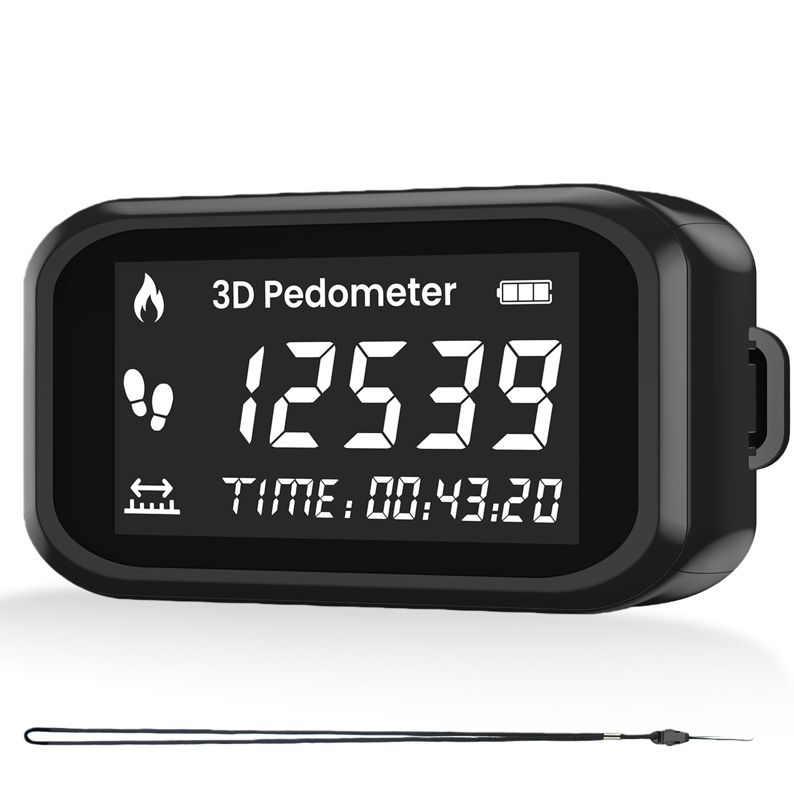 GBKDQQ Podomètre 3D pour la marche, précis avec clip de porte-clés, écran LCD, suivi des pas pour la marche, la course, la randonnée, le sport, l'entraînement