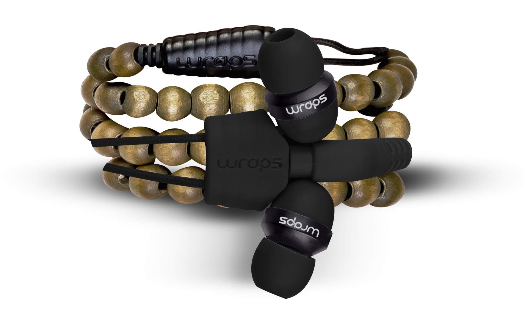 Wraps Wearable Braided Wristband Headphone Earbuds, Natural Walnut (WRAPSWBRN-V15M)