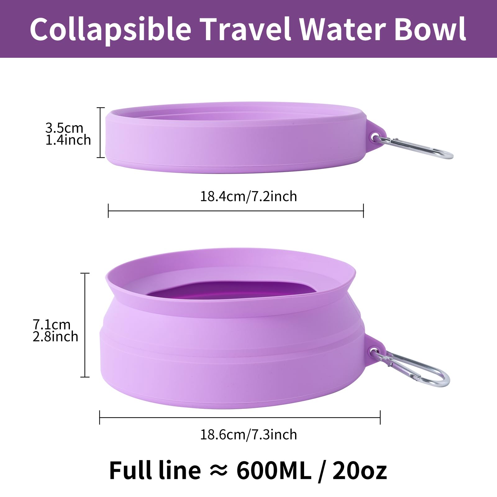 SLSON Non Spill Dog Water Bowl for Car Collapsible Dog Travel Bowl Integrated Molding Portable Pet Drinking Bowl for Road Trip (Light Purple) - Image 4