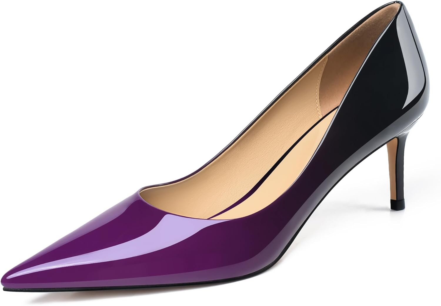 XINIUNIU Kitten Heels for Women Pumps Gradient Patent Leather 2.25 inches 6CM Formal Sexy Fashion Stiletto Dress Wedding Shoes Pointed Toe - Image 4