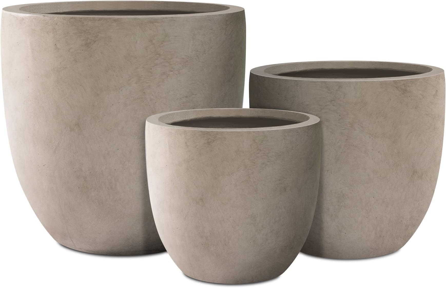 Kante Planter, Fiberglass, Weathered Concrete, 18" W + 14" W + 10" W