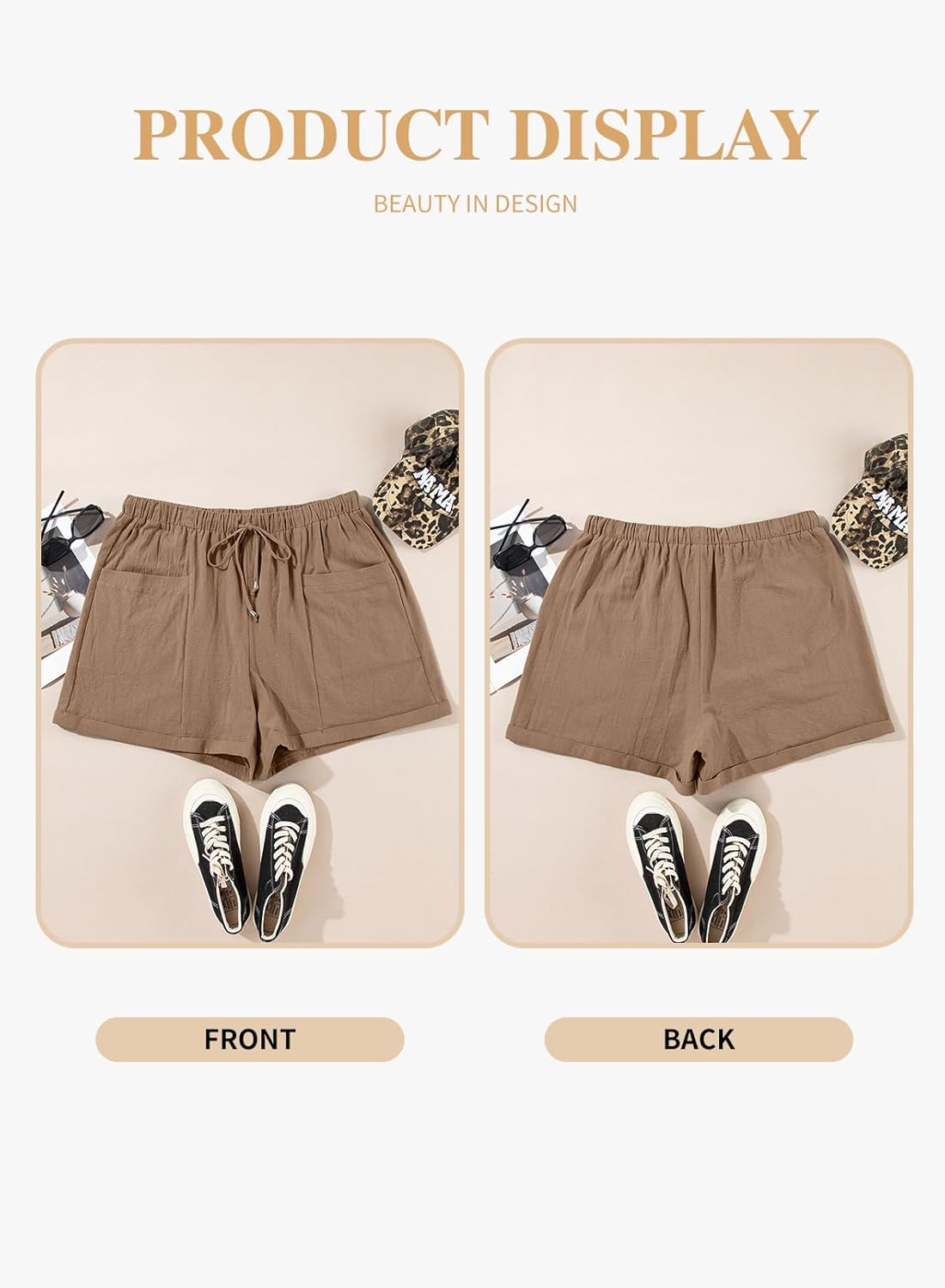 Eytino Womens Plus Size Shorts Casual Elastic Waist Drawstring Comfy Lightweight Summer Shorts with Pockets(1X-5X) - Image 5