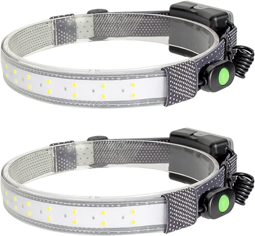 2Pack LED Headlamp Head Torch 220° Wide Beam Headlamp Lightweight Headlamp Flashlight Headlight 3 Modes Waterproof Battery Powered Headlamp for Running Camping Fishing Outdoors