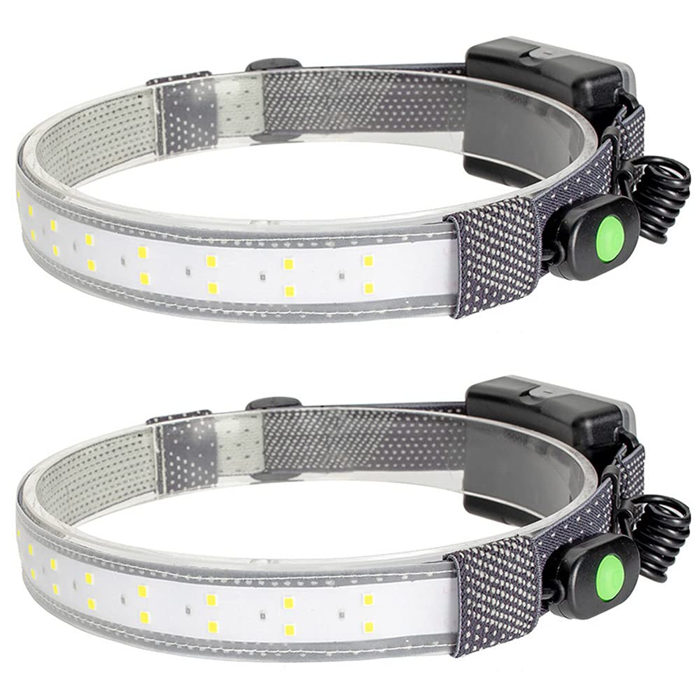 2Pack LED Headlamp Head Torch 220° Wide Beam Headlamp Lightweight Headlamp Flashlight Headlight 3 Modes Waterproof Battery Powered Headlamp for Running Camping Fishing Outdoors