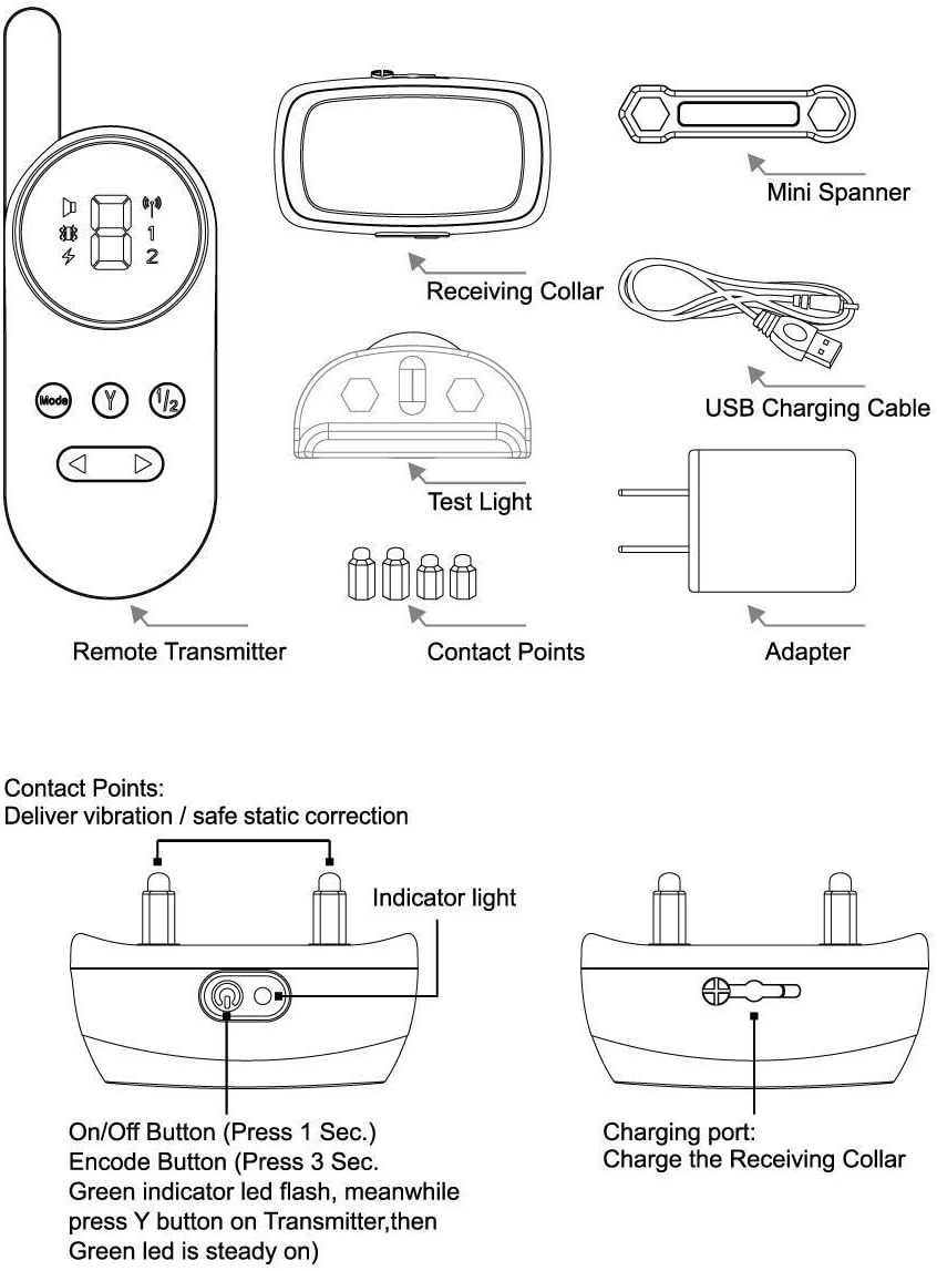 Remote Control Dog Shock Collar for Small Dogs or Big Dogs - 9 Levels Correction, Vibration, or Tone Only - Rechargeable Remote and Waterproof Collar Kit for 1 Dog