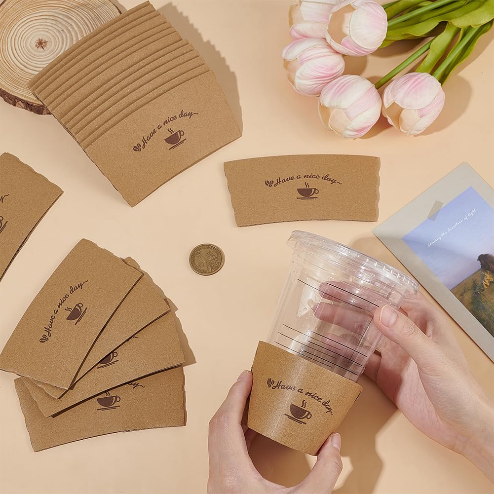 Confezione da 300 buste di carta per tazze da caffè per bevande calde ondulate come isolante per bevande e protezione per le mani calde e fredde adatte per bevande da 12 oz 16 oz
