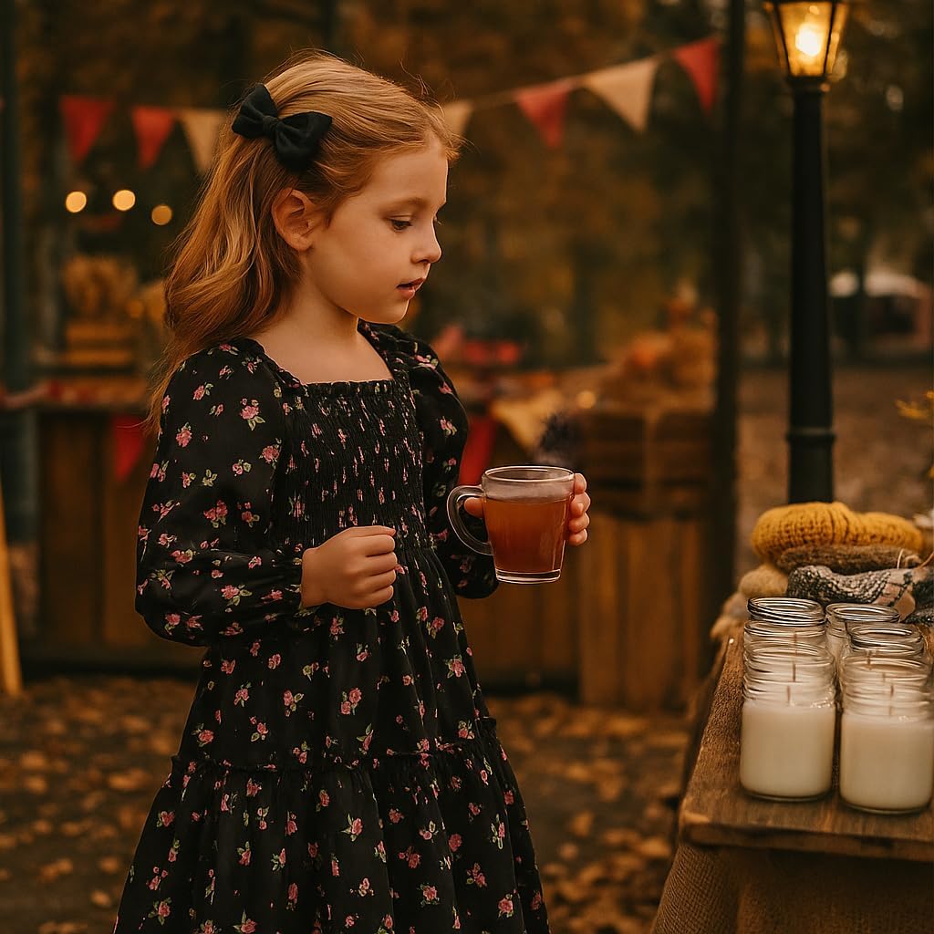 Toddler Girl Dress Long Sleeve Baby Floral Smocked Square Neck Playwear Dress | Spring Fall Casual Dresses 1-6Y - Image 4