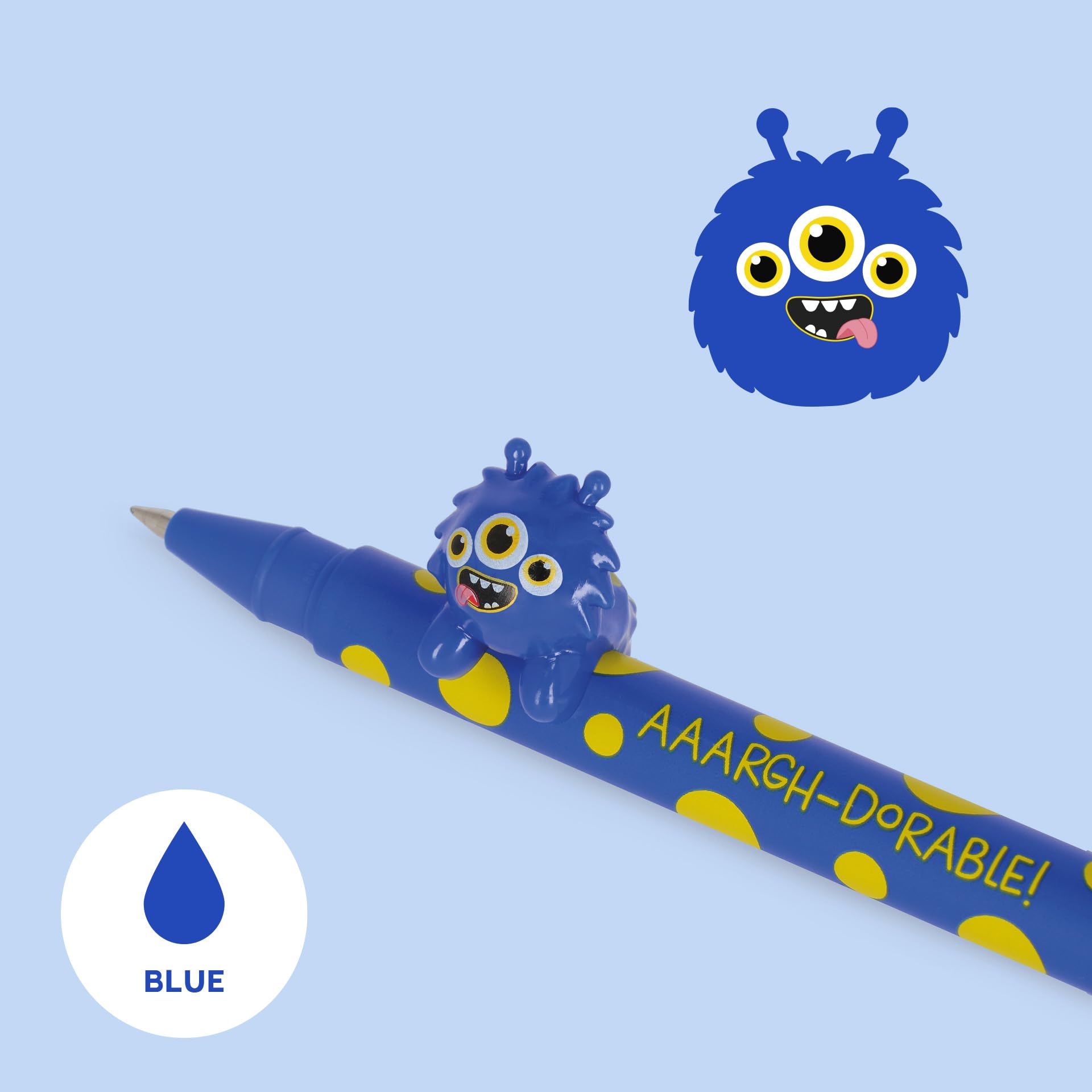 Legami - Gel Pen with Decorative Animal - Lovely Friends Monster Theme Avoid Rolling Blue Ink Removable and — view 2