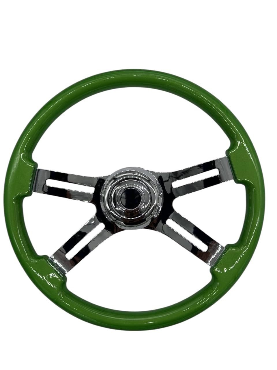 Freightliner 18" Chrome Green Steering Wheel With Hub and Horn Button Kit Fits Century 1989-2006, Columbia 1989-2006, FLD120, Classic 1989-2006