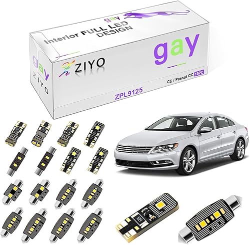 ZIYO ZPL9125 - Kit de luz LED interior de repuesto para Volkswagen CC Passat CC bombillas de cúpula blanca de xenón sin errores de actualización