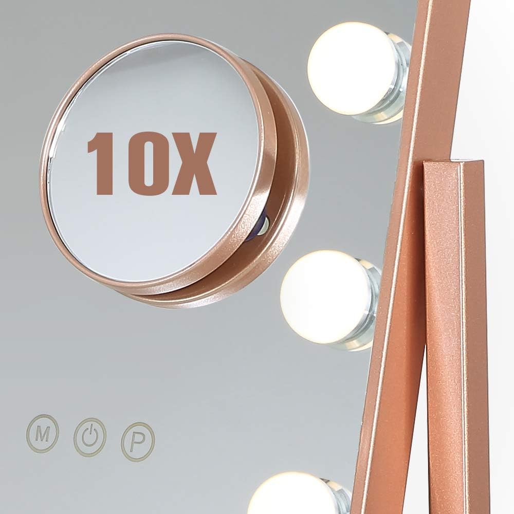 Flаѕh Dеаlѕ - 60% оƒƒ FENCHILIN Hollywood Mirror with Light Large Lighted Makeup Mirror Vanity Makeup Mirror Smart Touch Control 3Colors Dimable Light Detachable 10X Magnification 360°Rotation (Rose Gold) Prоduсt Dеаl FENCHILIN Hollywood Mirror with Light Large Lighted Makeup Mirror Vanity Makeup Mirror Smart Touch Control 3Colors Dimable Light Detachable 10X Magnification 360°Rotation (Rose Gold)
