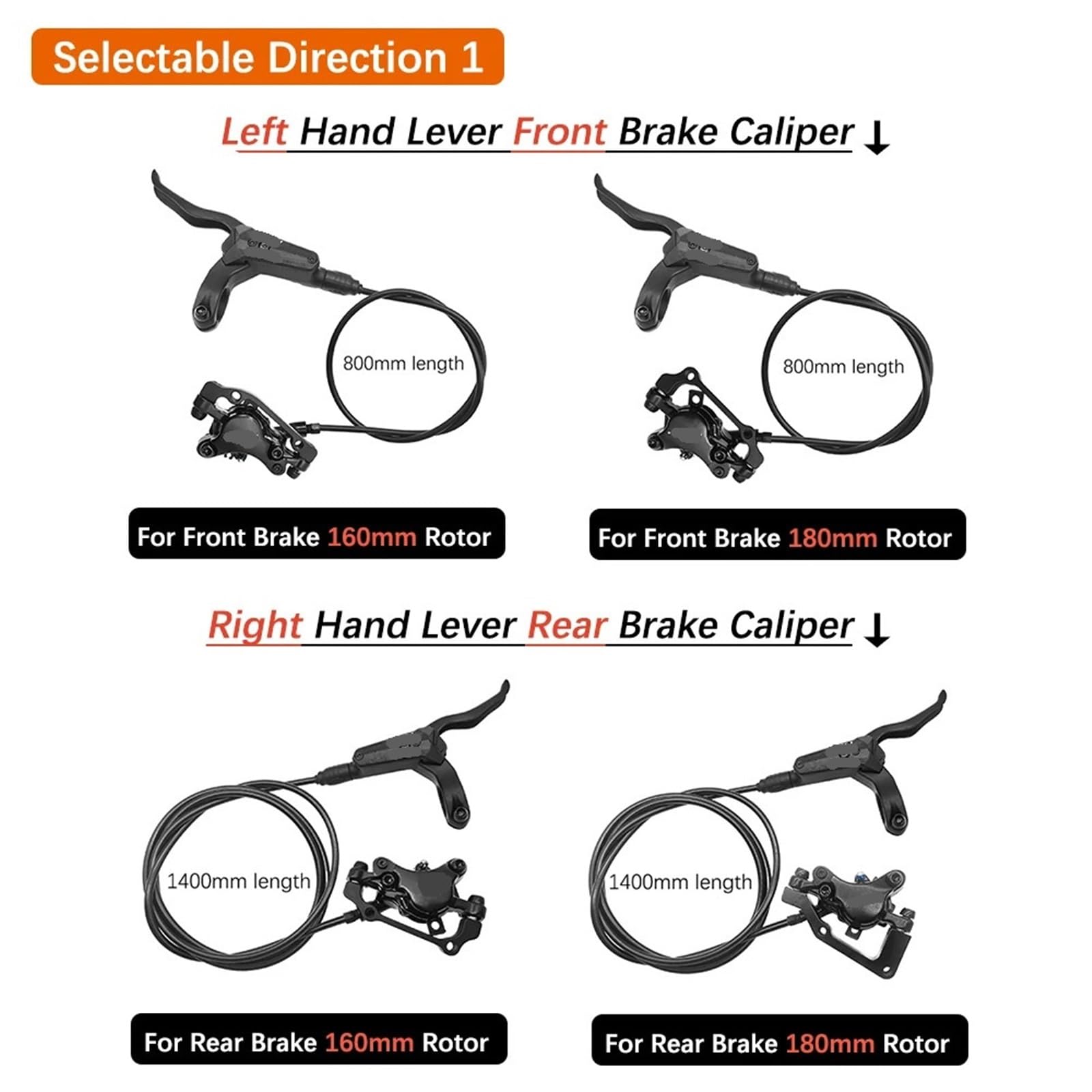 Genérico Kit De Freno De Disco Hidráulico For Bicicleta MTB, Pinzas De 2 Pistones, Rotor De 160 Mm Y 180 Mm, Palanca Delantera Y Trasera, Izquierda Y Derecha