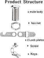 Vista 2 de Cerraduras de leva para gabinete con llaves similares, 1-1/8" se adapta a un grosor máximo de puerta de 7/8", juego de reemplazo seguro para cajones