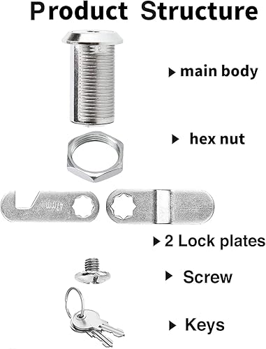 Miniatura 2 de Cerraduras de leva para gabinete con llave similar, 1-18 pulgadas se adapta a 78 pulgadas de grosor máximo de puerta, juego de repuesto de