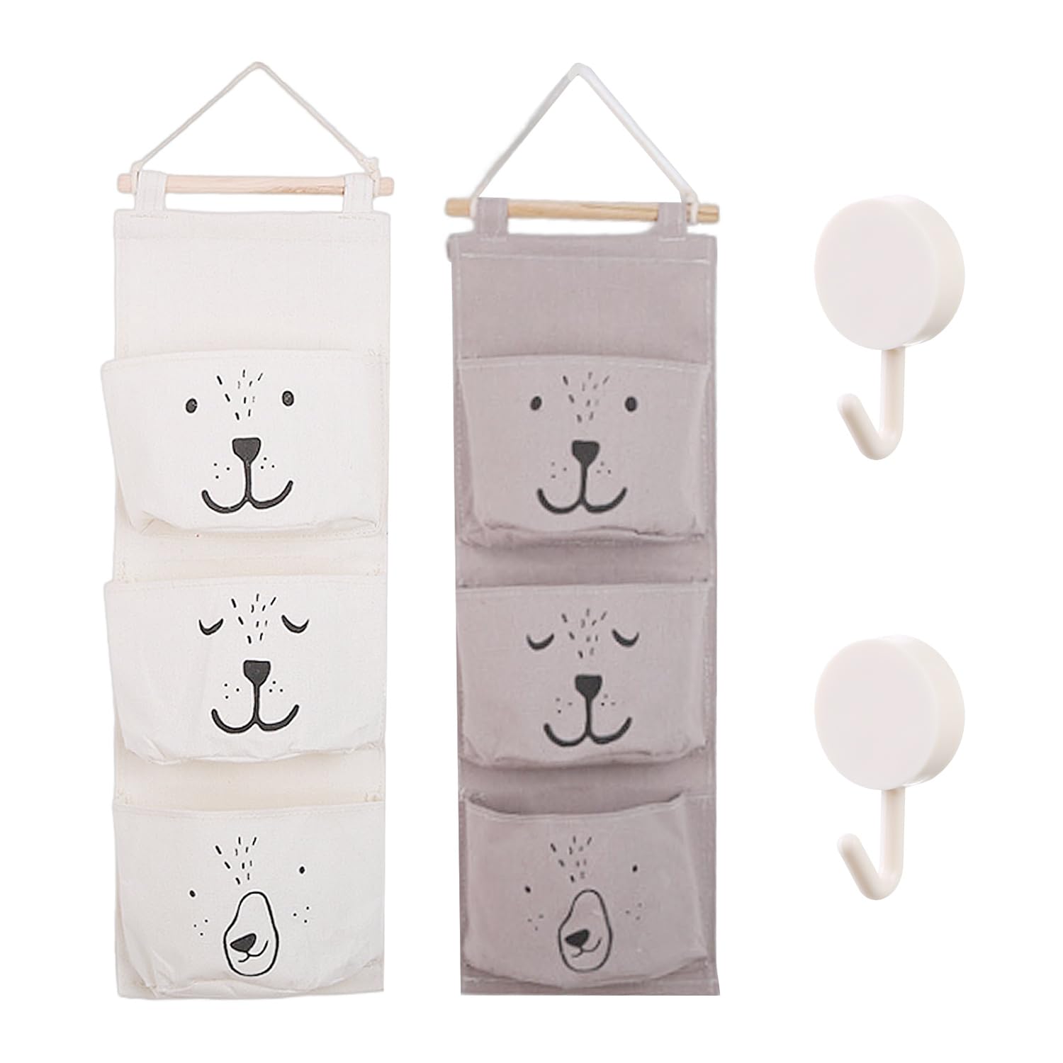 Poches De Rangement Suspendues Motif Girafe - 60x30 Cm, 3 Poches, Intérieur Imperméable, Pour Porte Ou Mur - 14
