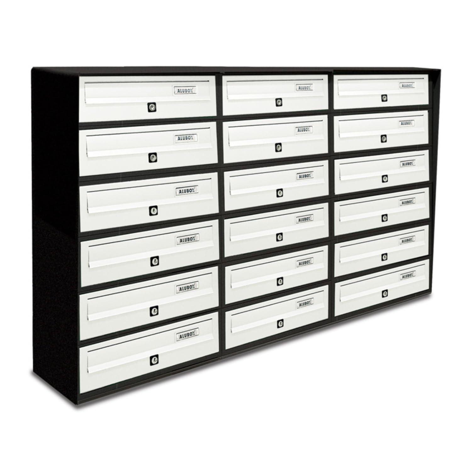 ALUBOX SLIM Cassette Postali Condominiali 18 Posti 75X116X30 Cm In Lamiera Zincata E Alluminio Cassetta Postale Da Esterno Condominiale Sistema Anti Prelievo Resistente All'Acqua (ANTRACITE BIANCO)