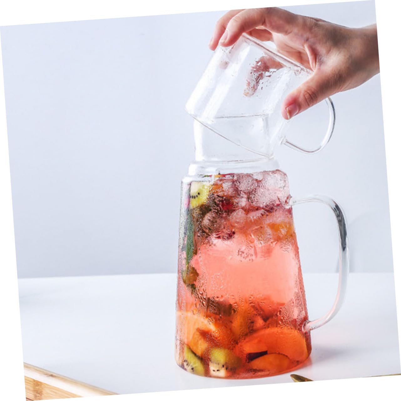 1juego Jarra De Vidrio Para Agua Fría Diseño De Gran Capacidad Para Jugos y Cervezas Para Fiestas y Picnics Sin Fugas y Resistente Temperaturas Frías y Calientes