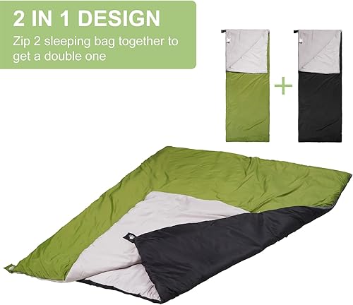 Miniatura 3 de Saco de dormir ultraligero para clima cálido, ligero, impermeable, compacto, para primavera, verano y otoño, 75 pulgadas de largo x 30 pulgadas de