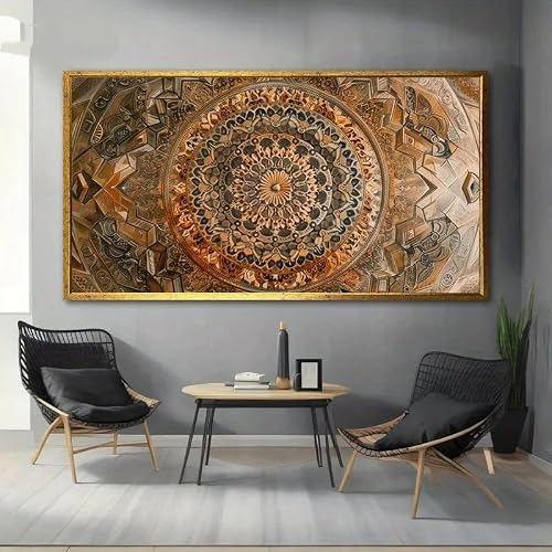 LTjiajuypd Modern Abstract Golden Mandala Wall Art Canvas Prints Poster For Room Office Decor(60X120cm)