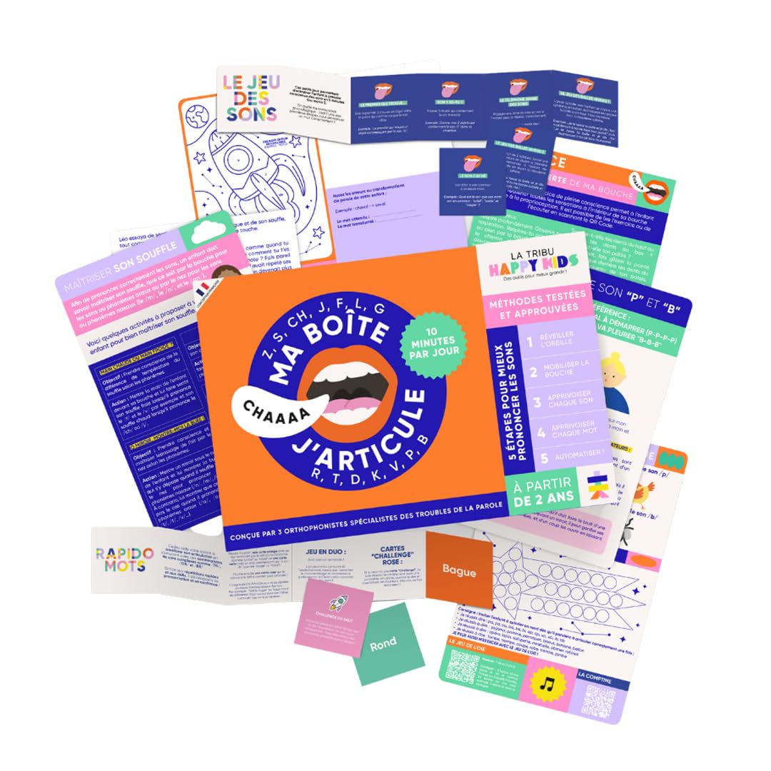 Kit éducatif d'Articulation Ma Boîte J'articule - Jeux et Exercices pour Apprendre à prononcer les Sons - Dès 2 Ans