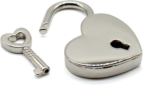 Miniatura 5 de LBTOMH - 4 candados antiguos en forma de corazón, de bronce, estilo retro, con llave, para joyero, caja de madera pequeña