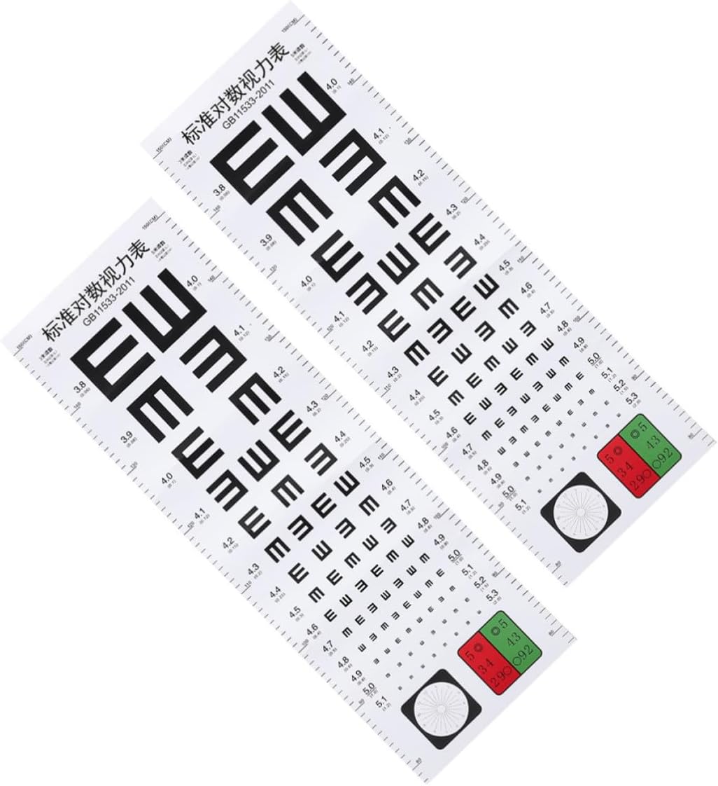 Mikinona Eye Charts Plastic Material, Not Easy to Tear 2pcs Visual Testing Wall Chart for Eyesight Examination and Vision Test for Home and Clinic Use