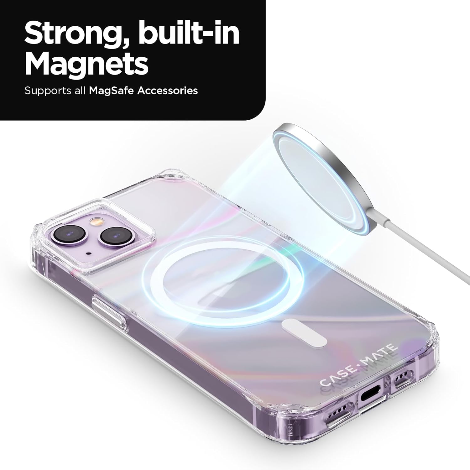 Case-Mate Soap Bubble iPhone 14 Plus Case [10ft Drop Protection] [Compatible with MagSafe] Magnetic Cover for iPhone 14 Plus 6.7" - Iridescent Swirl Effect, Anti-Scratch, Shockproof, Slim - Iridescent