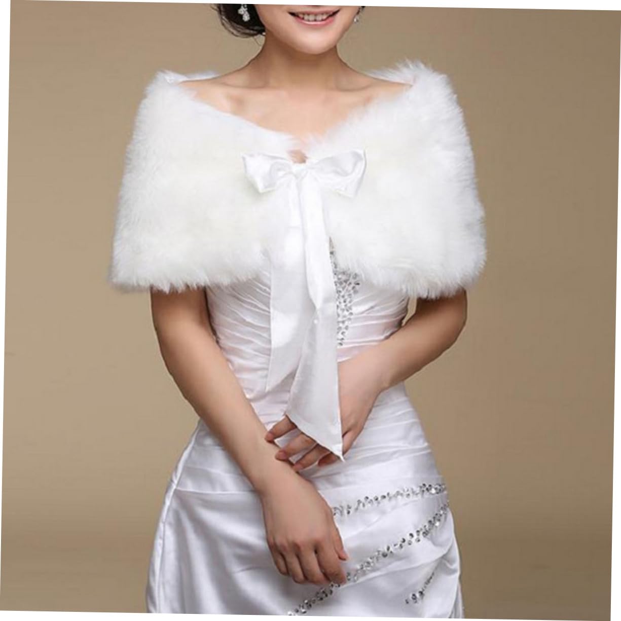 2piezas Chal De Novia Elegante y Cálido Para Invierno Estola De Para Ceremonias y Fiestas