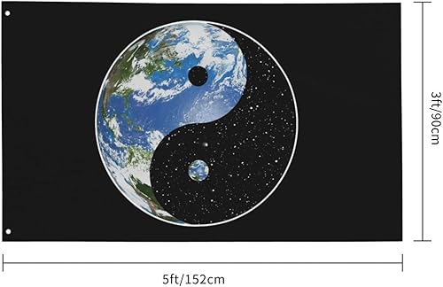 Miniatura 2 de Bandera de jardín con símbolo de Yin Yang de la Tierra y el espacio, 3 x 5 pies, decoración para exteriores, fiesta, desfile, brisa, hogar, a prueba
