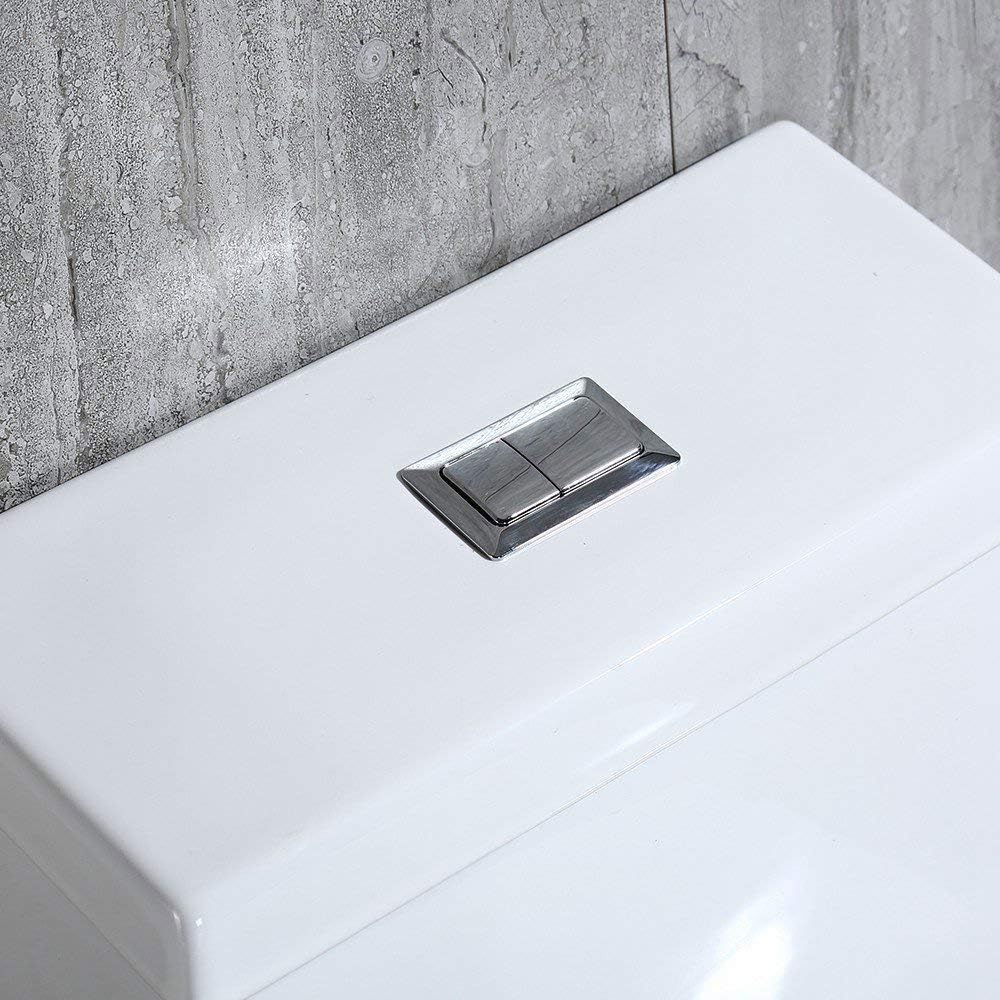WOODBRIDGE Modern Square Design One Piece Dual Flush 1.28 GP Toilet, Chair Height with Soft Closing Seat,T-0020, White - 