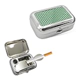 Mini Portable Ashtrays, Metal Pocket Dustproof Car Ash Tray with Lid, Compact Square Windproof Car Cigar Ashtrays, Decorative Cigarette Snuffers Ashtray for Car Home Office (Green)