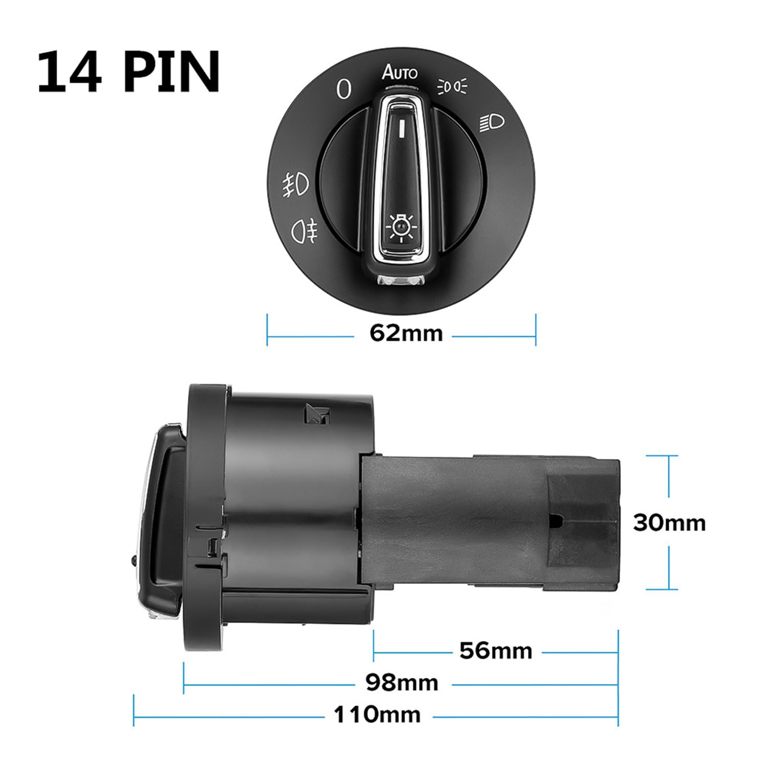 Car Headlight Switch,automatischer Lichtsensor-Scheinwerferschalter,passend für VW Passat B5 B7 Transporter T5 Tiguan Jetta Mk6 Golf 4 6-1C0941531 3BD941531 Car Headlight Lamp Control Switch.