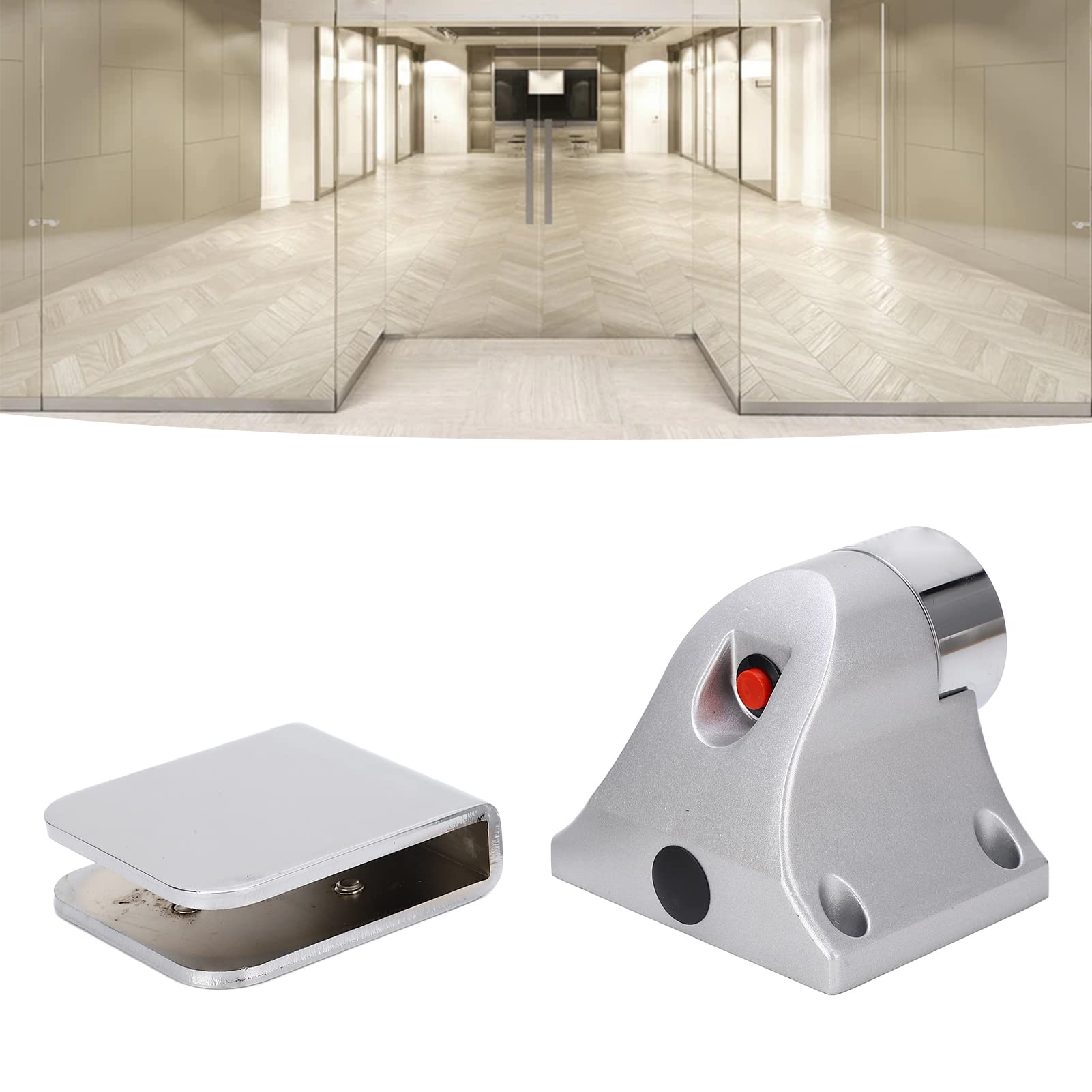 Tope de puerta electromagnético para puerta, 500 N de fuerza de succión, tope para puerta de seguridad y fácil instalación, aleación de zinc, plata, DC 24 V